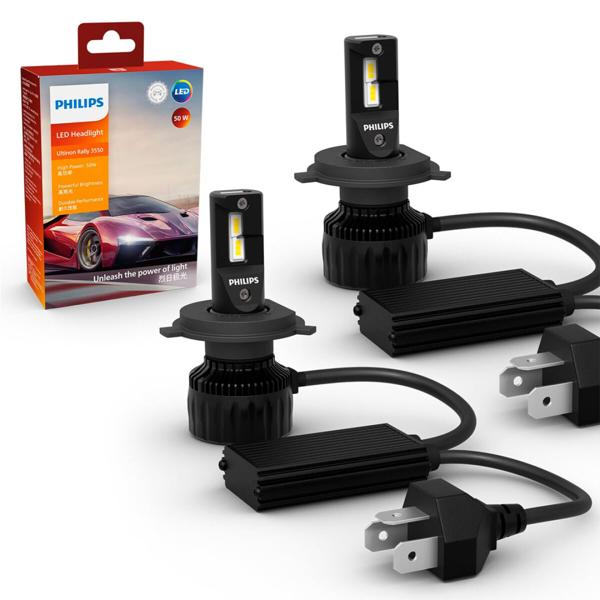 LAMPARA - LED H4 H19 12-24V 50W 6000K ULTINON RALLY PACK X2 PHILIPS 