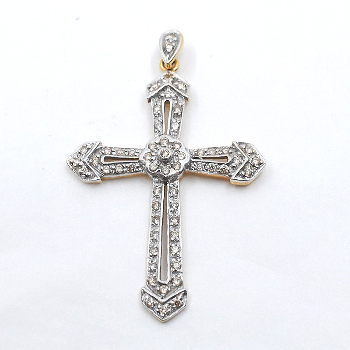 Cruz Oro Blanco 18K Y Brillantes 