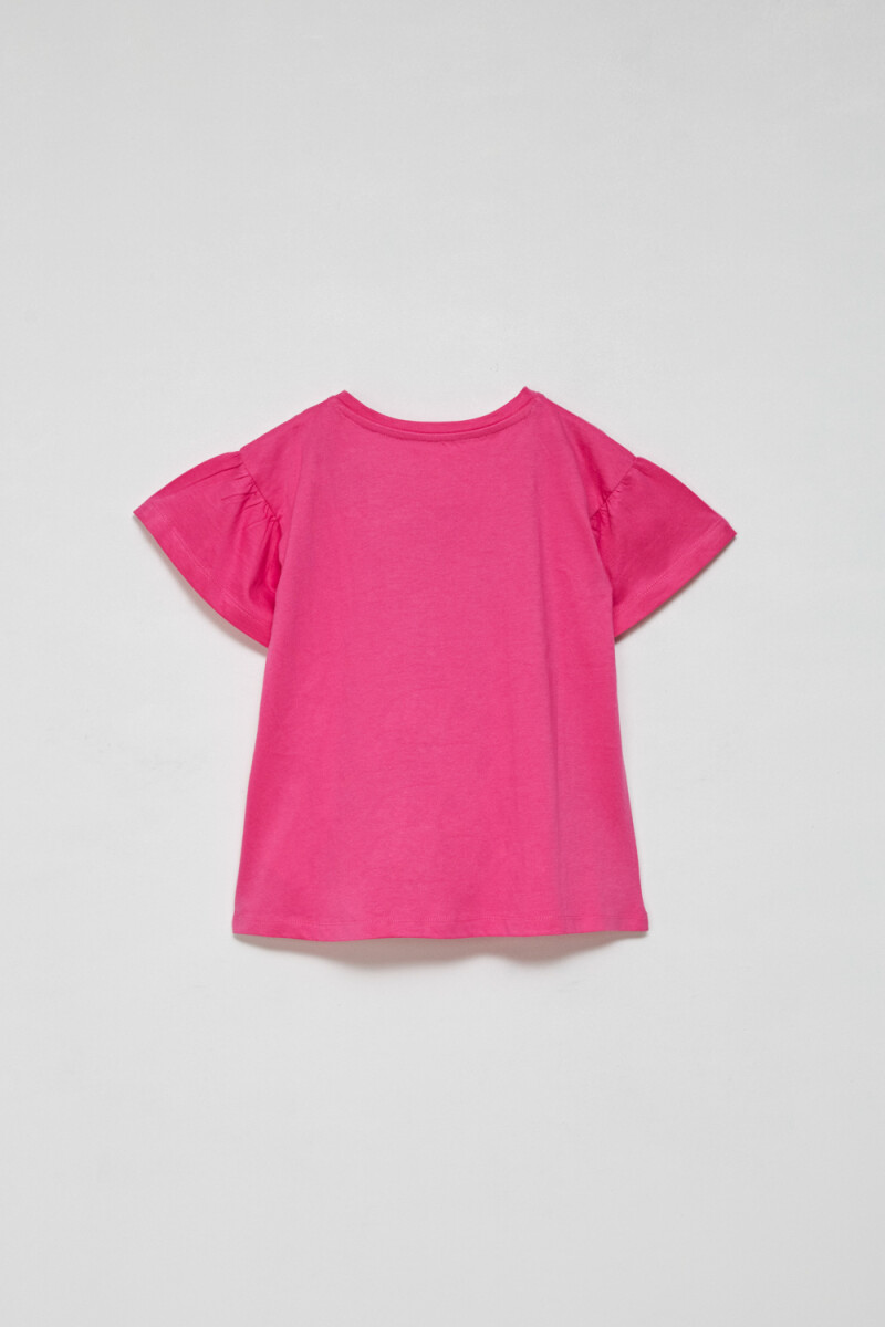 Camiseta manga corta volado Fucsia