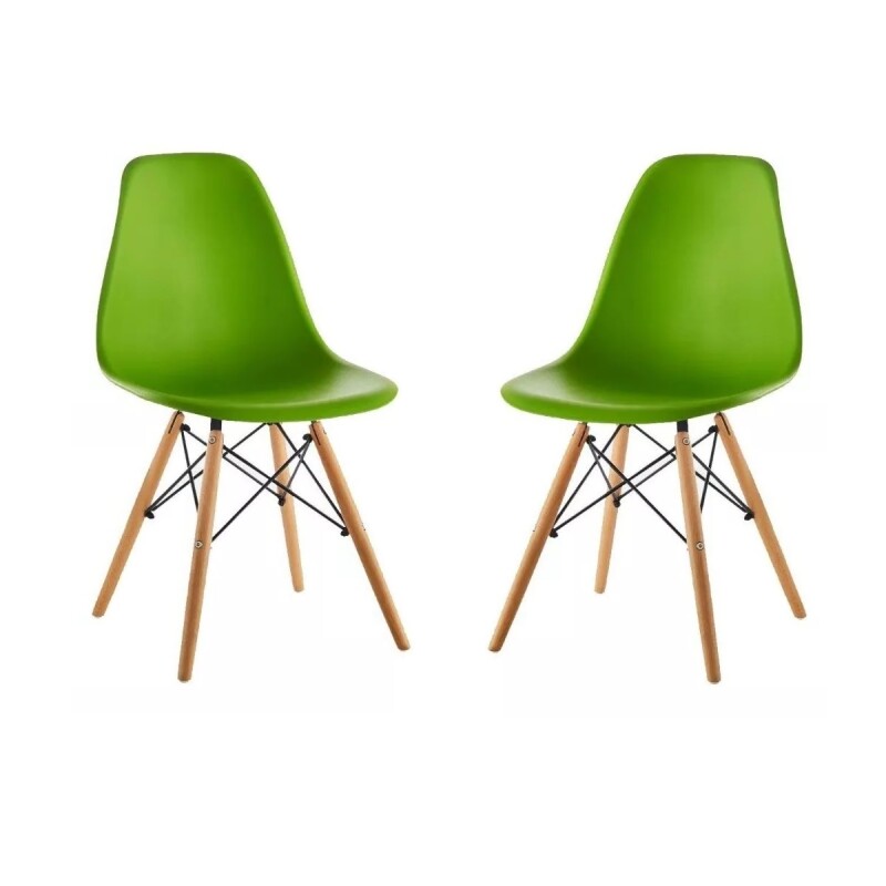Pack 2 Sillas De Comedor Eames Lumax De Diseño Moderno Con Patas De Madera Verde