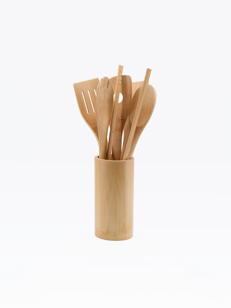 SET MENAJE BAMBOO 7 PCS MADERA