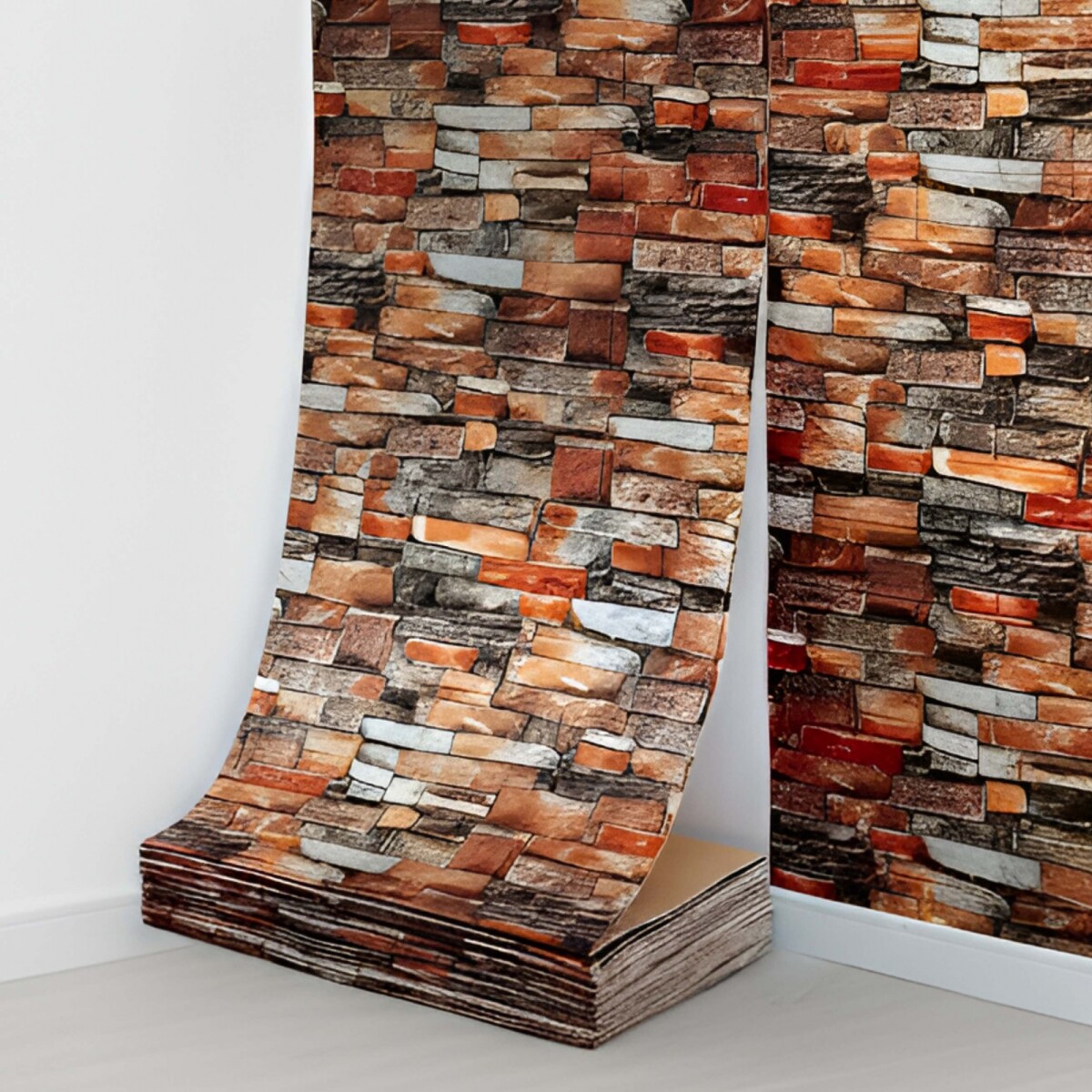 Revestimiento Pared Adhesivo 3d Piedra Ladrillo 20 Mts x 0,70 Mts - Variante Color Rojo Ladrillo 