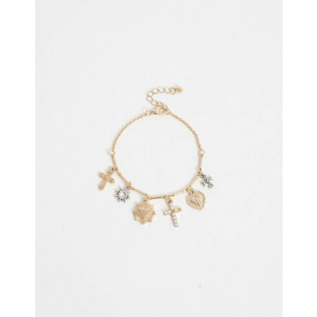 Pulseras Flexibles Con cruz Dorado