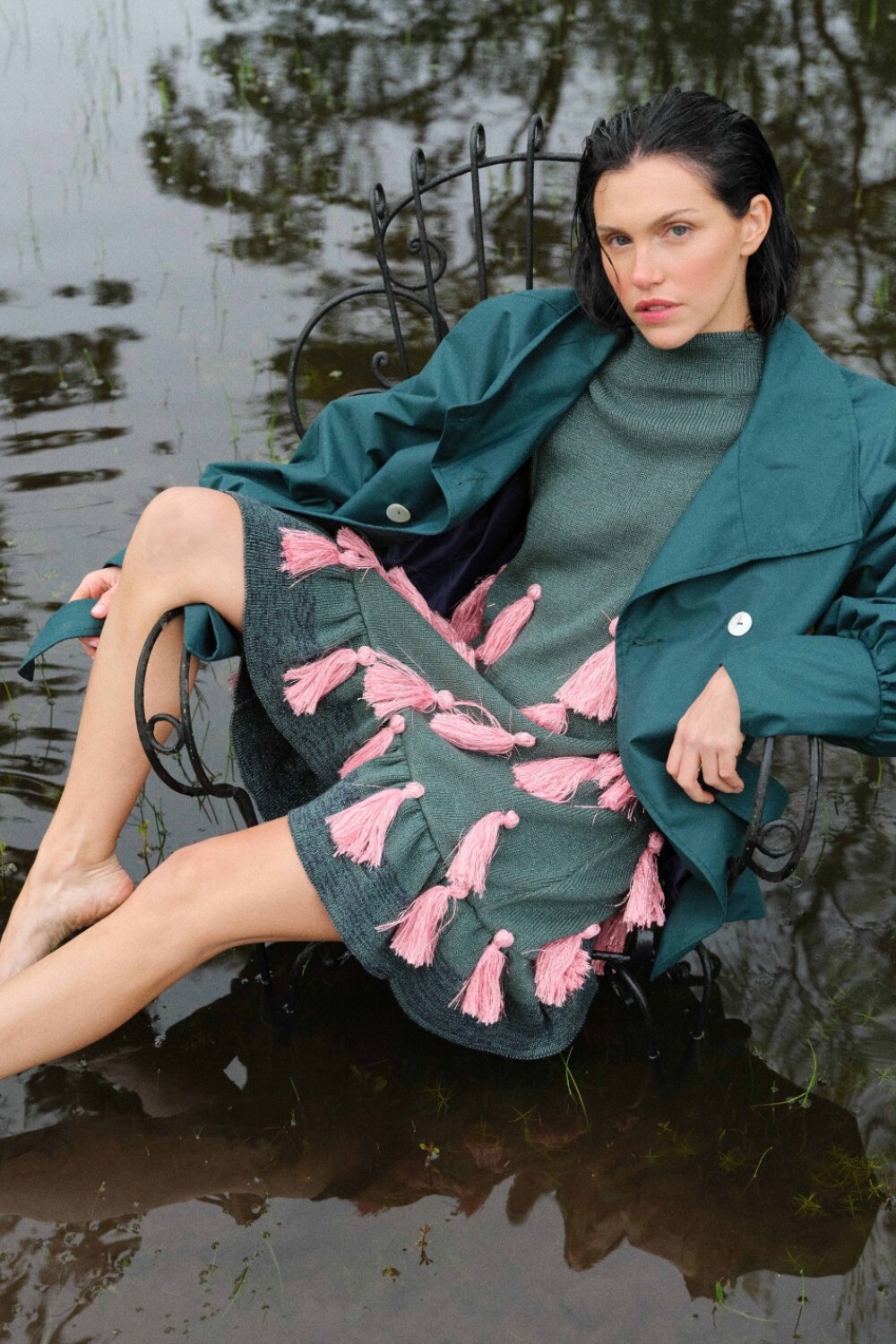 Cush Cush Dress Petróleo / Rosa