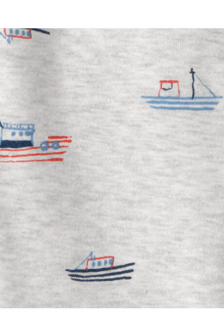 Monito corto de algodón, gris, diseño barcos Sin color