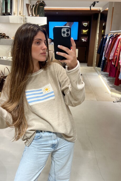 Sweater Flag Uruguay Beige