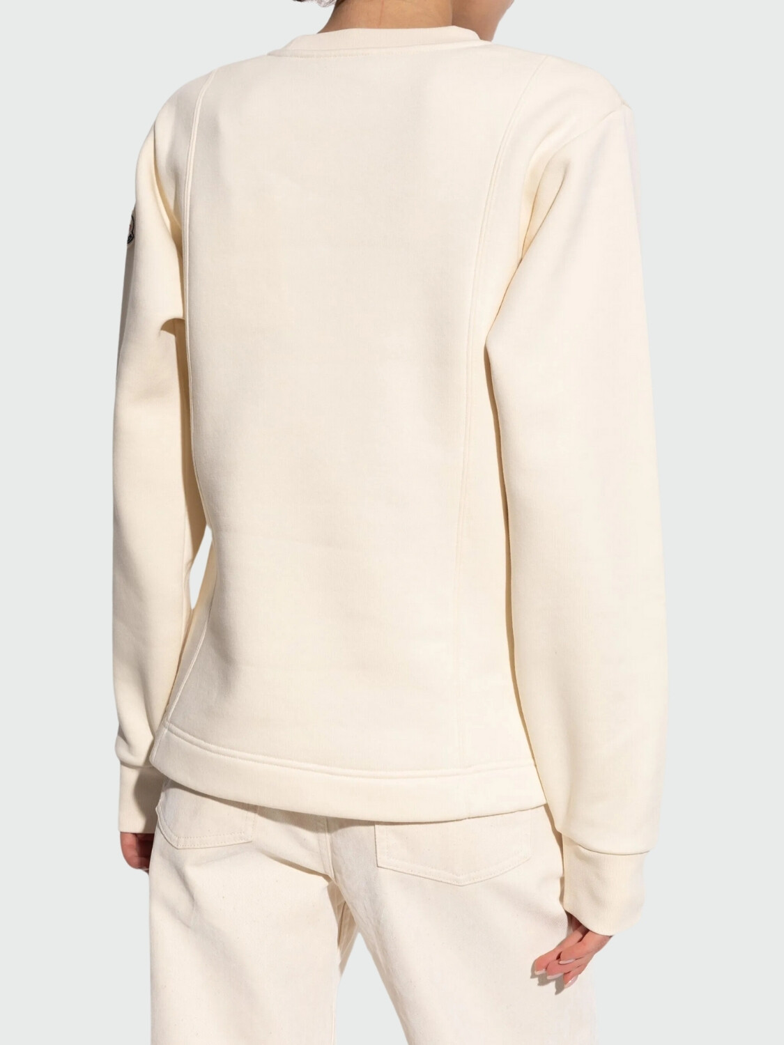 Moncler- Buzo cuello a la base con logo Blanco