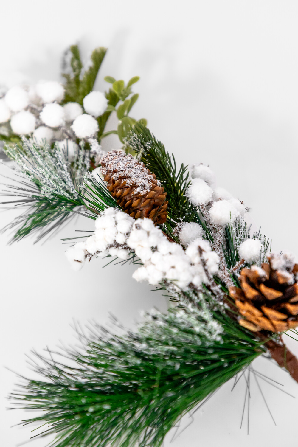 Deco Navidad Rama Bolas Blancas Color Unico