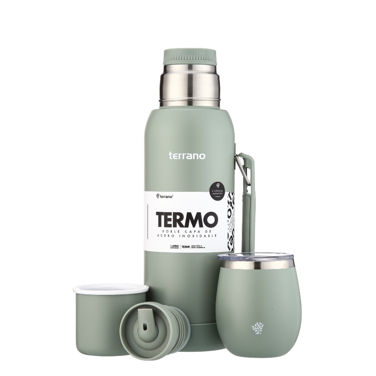 Kit termo 1LT base silicona + mate con tapa oliva 