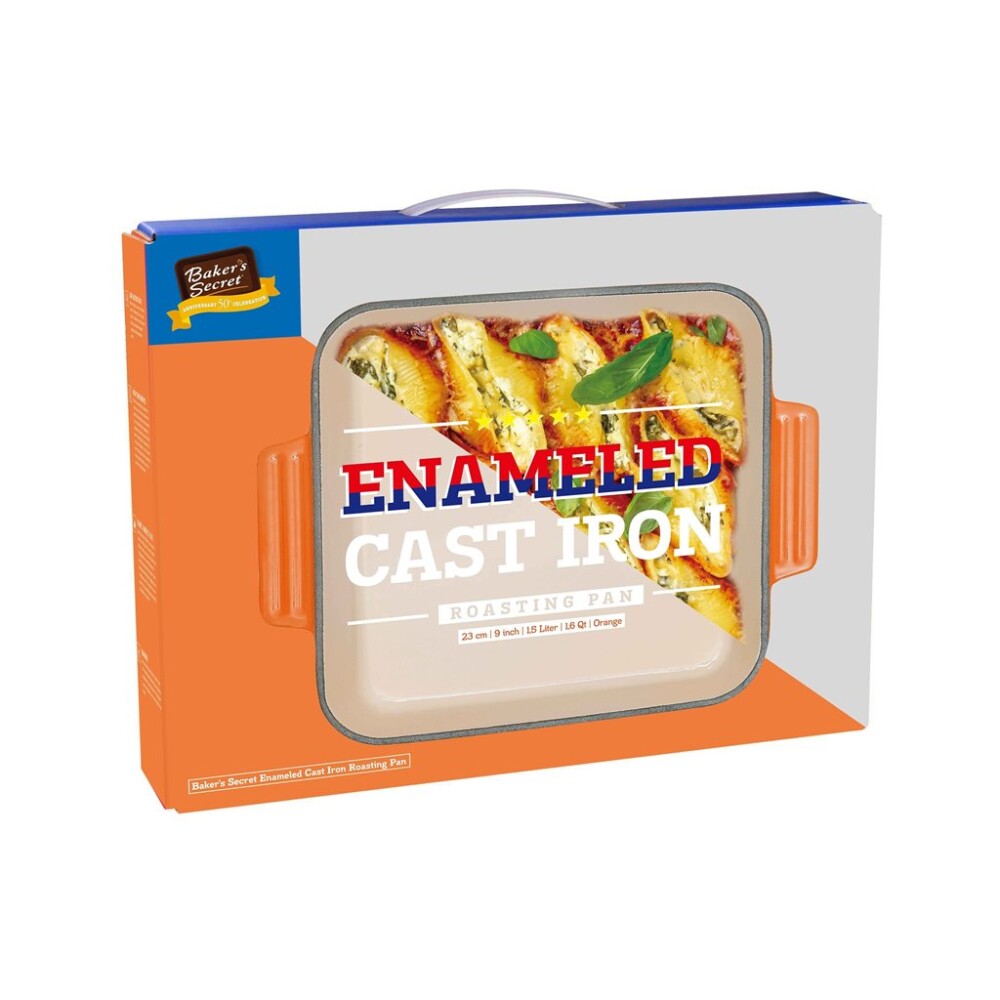 Fuente para Horno de Hierro Fundido Esmaltado 23 x 23 cm – Naranja FUENTE 23X23X4.5CM HIERRO FUNDIDO ESMALT NARANJA