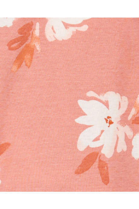 Pijama una pieza de algodón, tipo batita, con pie y gorro, diseño floral Sin color