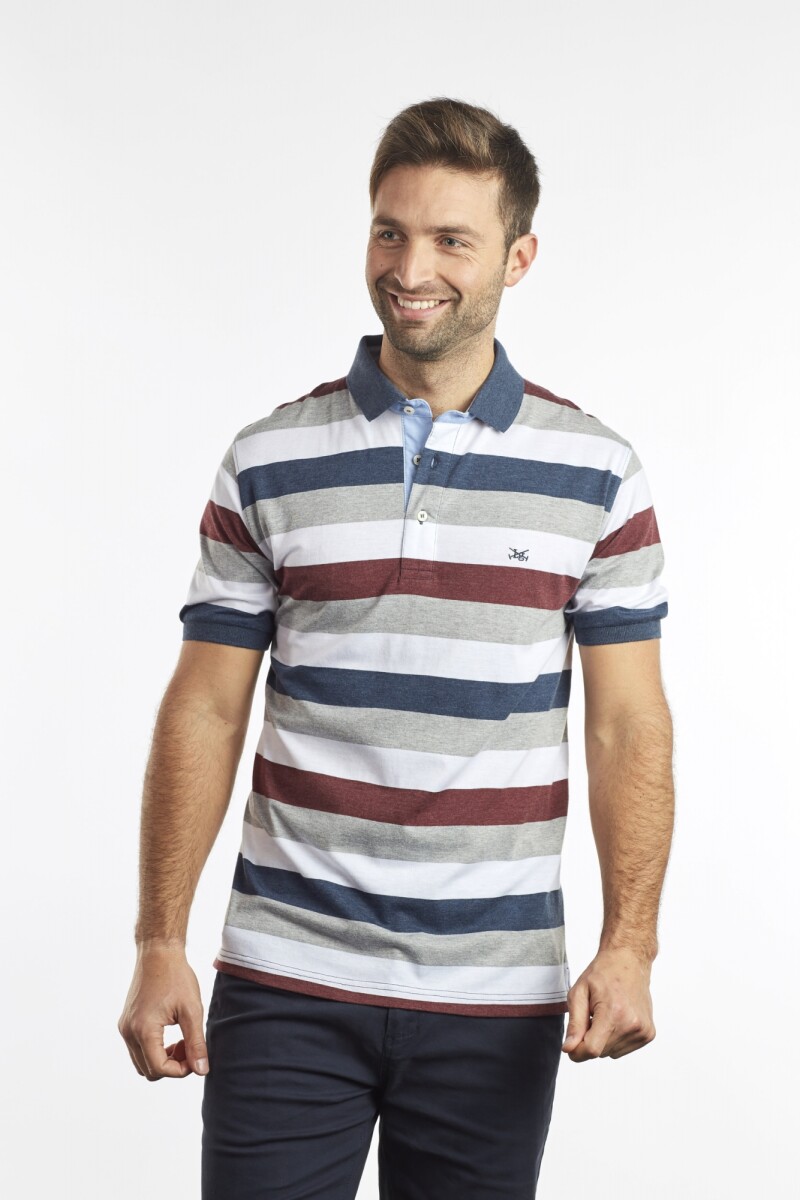 POLO JERSEY RAYADA - Bordeaux 