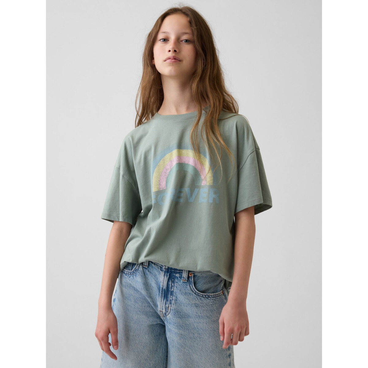 SS EXTRA RELAXUED TUNIC TEE_GRAPHIC MAY - SAGE 
