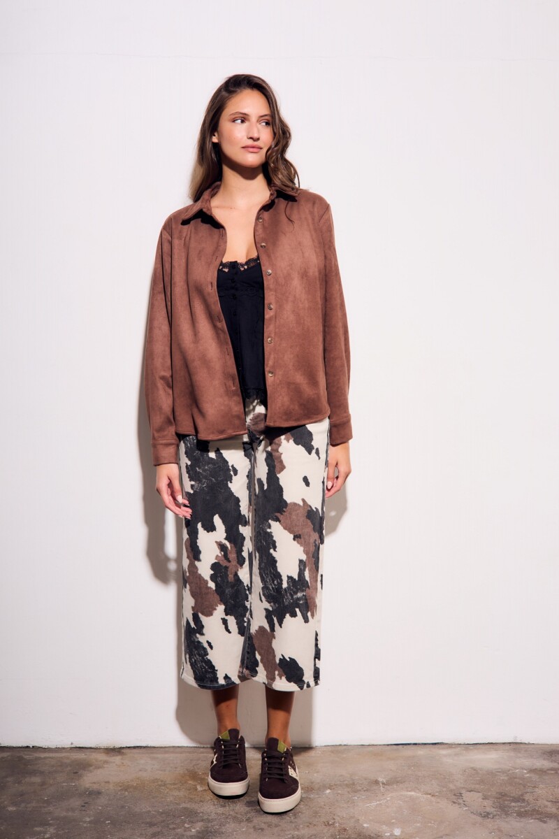 Camisa Gamuza Cuero Vegano Chocolate