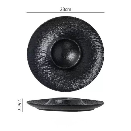 Plato Cerámica Negra - Línea Black Stone – Ø25 x 2.5 cm Plato Cerámica Negra - Línea Black Stone – Ø25 x 2.5 cm