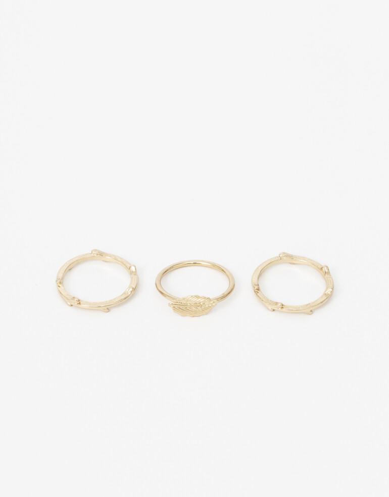 Sets Anillos Metal Set De Anillos Metal Hoja - Dorado