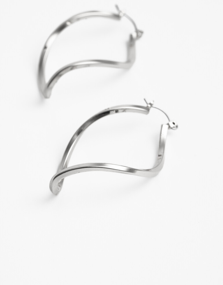 Aros Argollas Metal Argollas Metal Ovaladas - Plateado Rodio