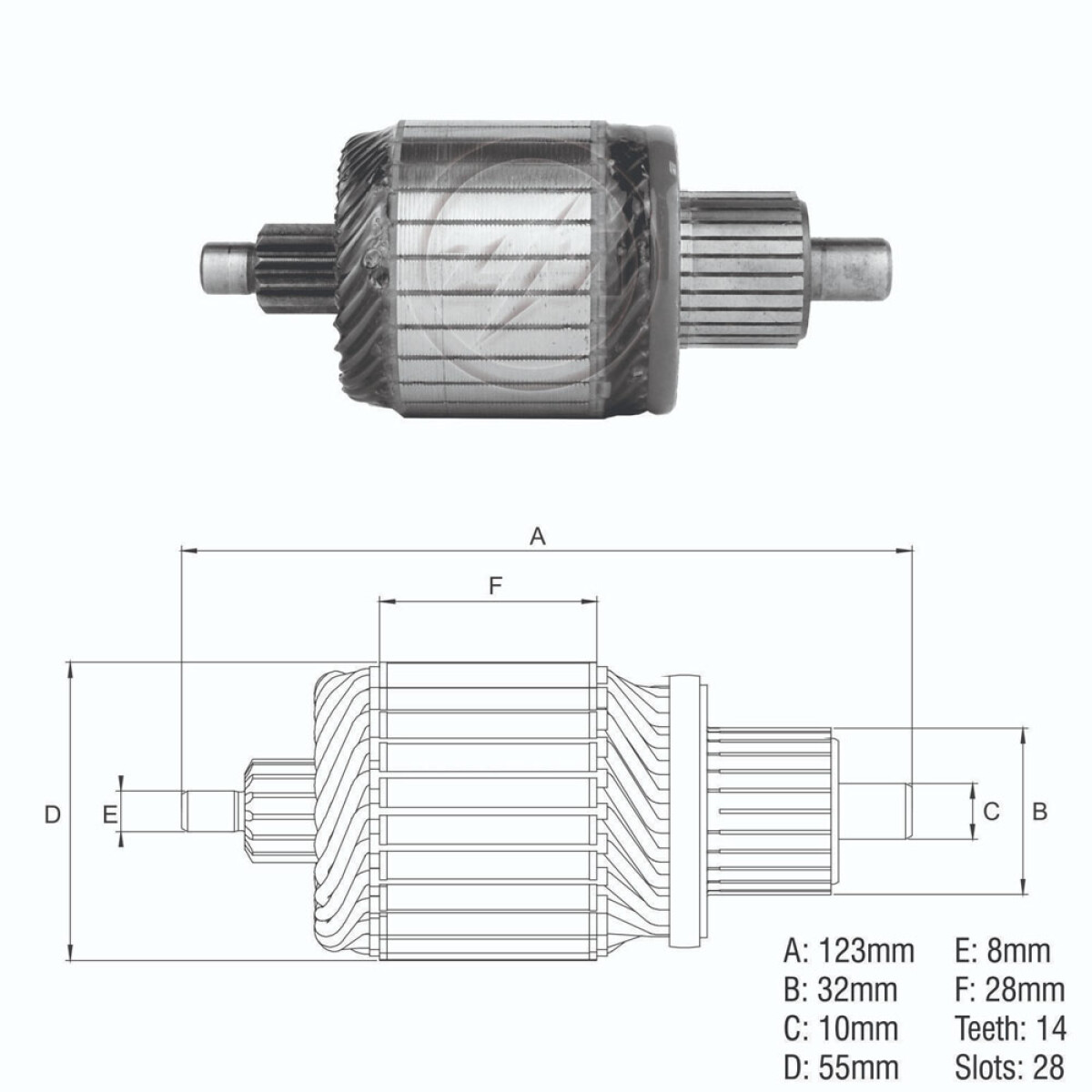 BOBINA ALTERNADOR ARRANQUE VOLKSWAGEN VW AUDI 28D 14E 123L=IV.11096 ZM 