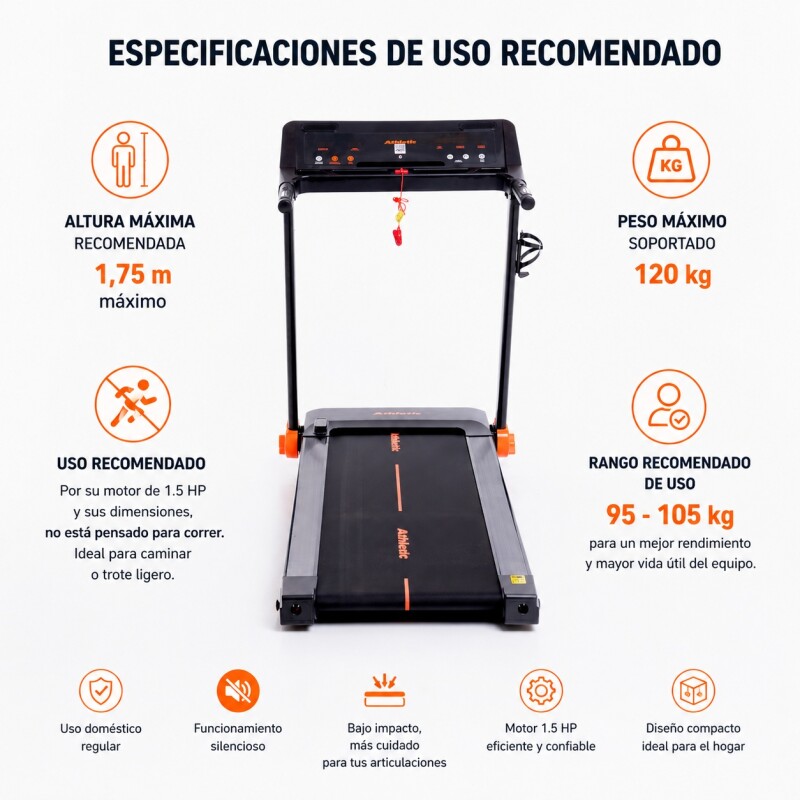 Caminadora Plegable FIT FOLD Athletic 460T Negro