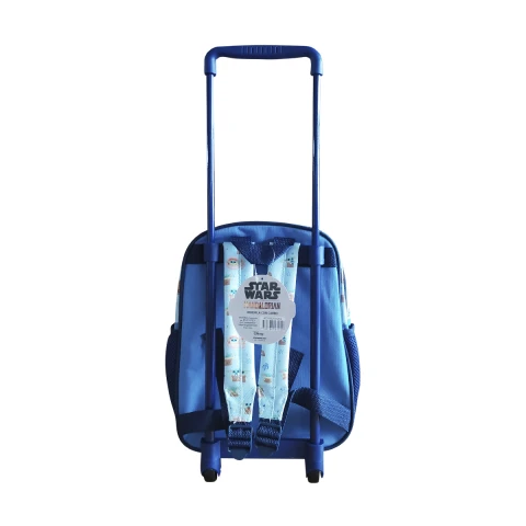 Mochila Infantil Baby Yoda con Carro Tafeta Chica 30 x 23 cm GRIS