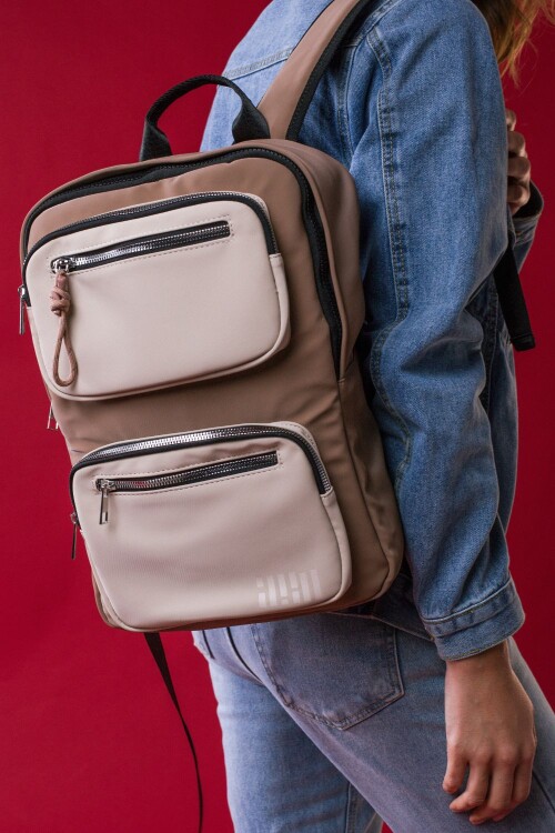 Mochila de nylon Marrón