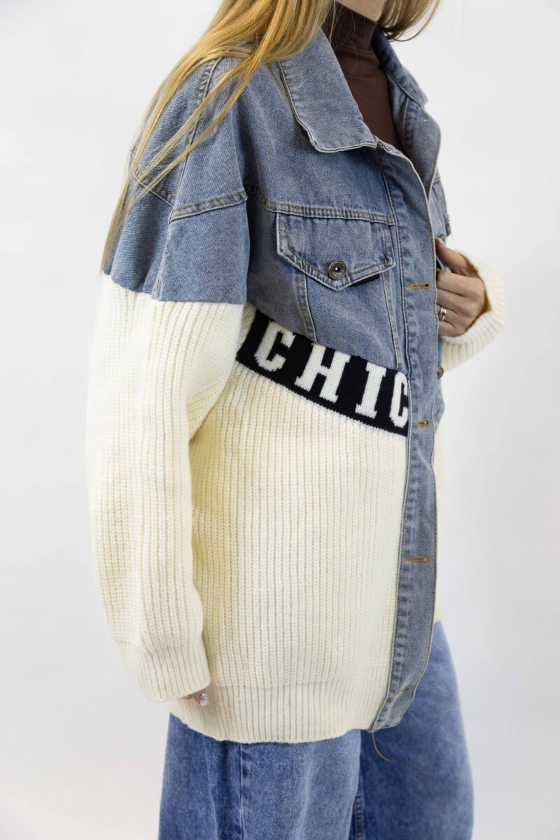 Campera jean combinada Campera jean combinada