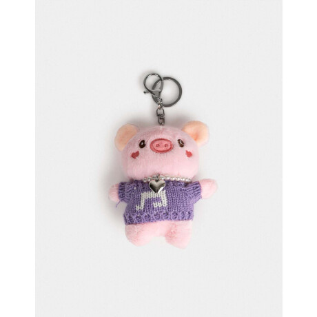 Llavero Y Charm De Peluche De Cerdito Rosa Claro
