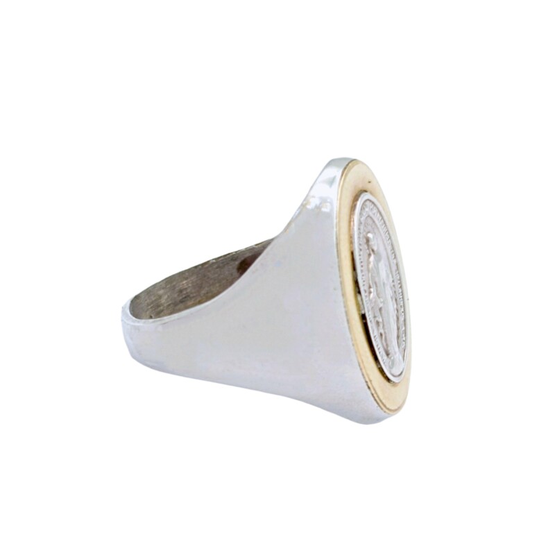 Anillo Virgen Milagrosa-Plata y Oro-Sin Piedra-AN5862 sinpiedra