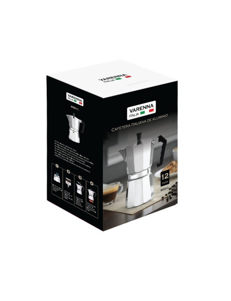 CAFETERA ITALIANA ALUMINIO 600ML 12T PLATA VARENNA CAFETERA ITALIANA ALUMINIO 600ML 12T PLATA VARENNA