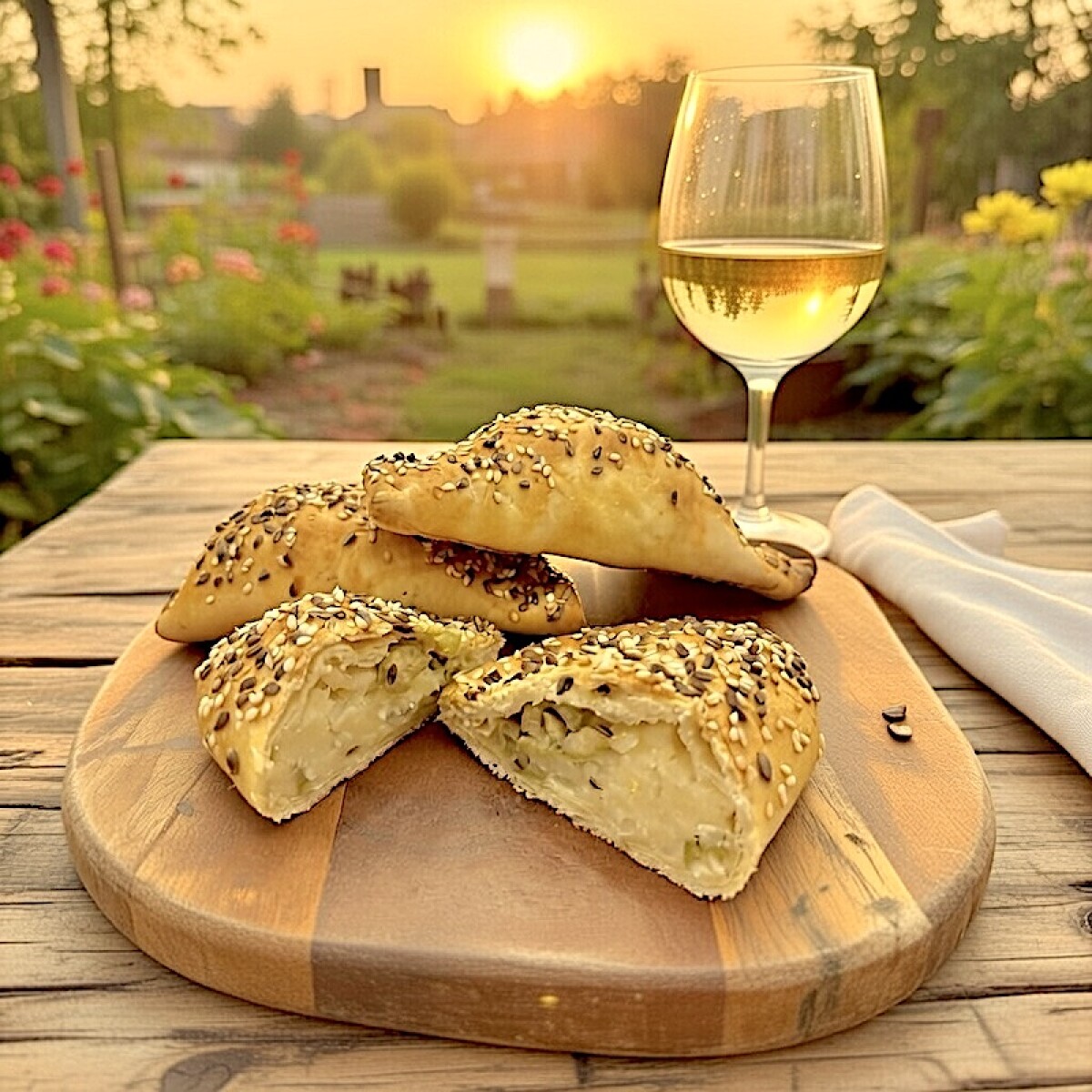 Empanada de Queso, Cebolla y Aceitunas 
