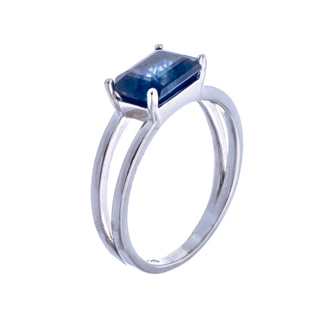 Anillo de Plata Rodinada y Zafiro Natural Anillo de Plata Rodinada y Zafiro Natural