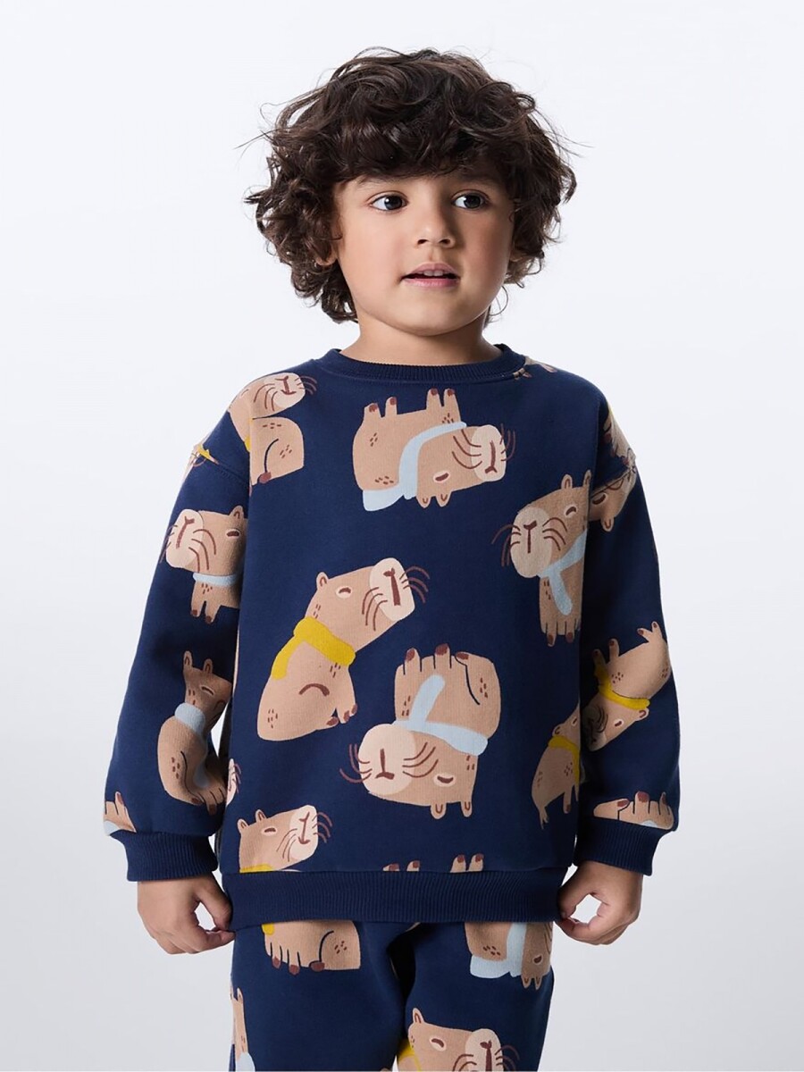 BUZO ESTAMPADO INFANTIL - AZUL 