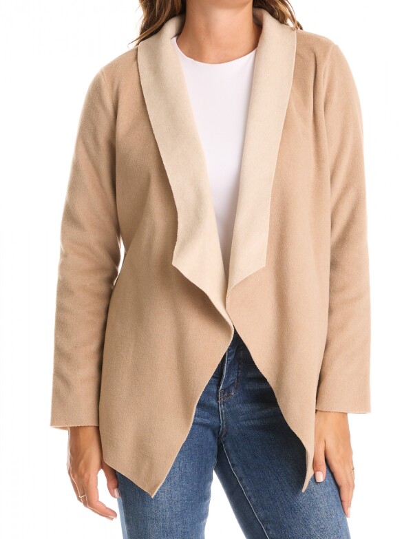 Cardigan Soft & Solapa Contraste BEIGE OSCURO