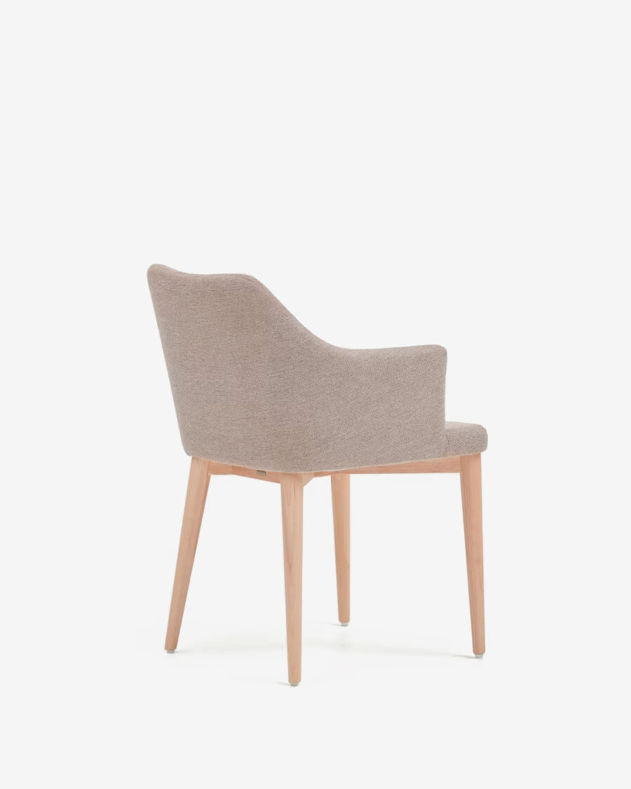 Silla Croft de chenilla y patas de madera maciza de fresno marrón