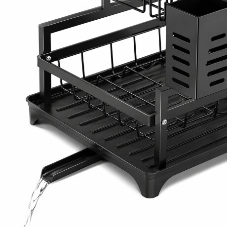 Escurridor de Platos 2 Niveles con Drenaje Automático 4 en 1 Negro