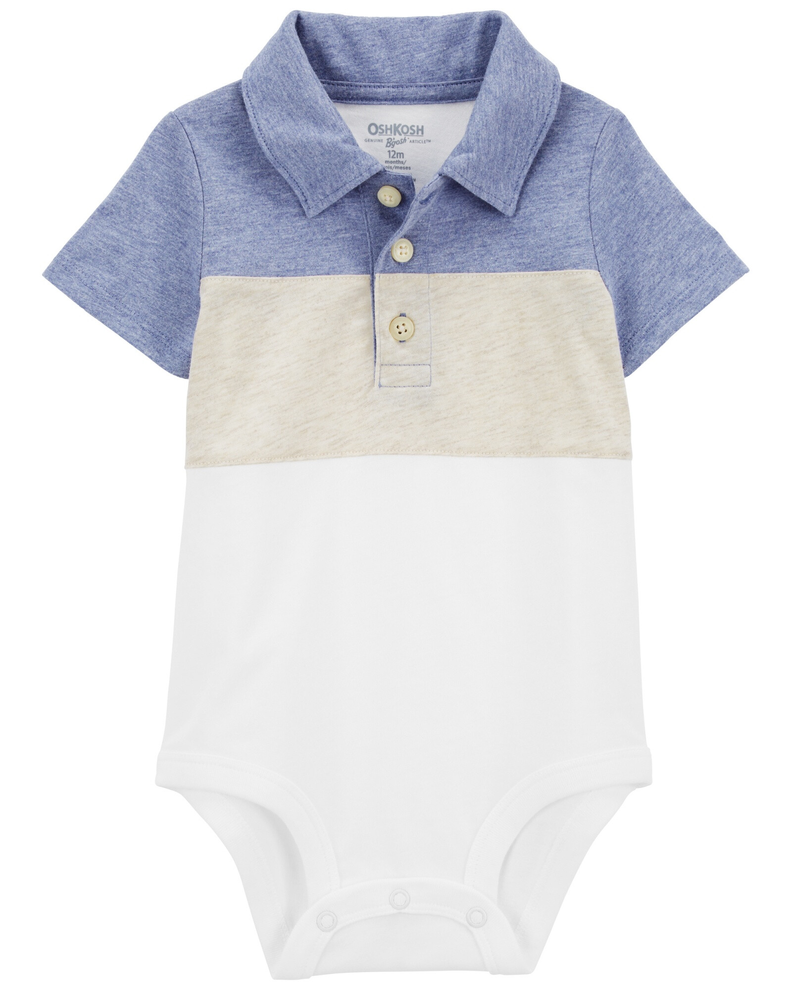 Body polo de algodón, manga corta, diseño colorblock Body polo de algodón, manga corta, diseño colorblock
