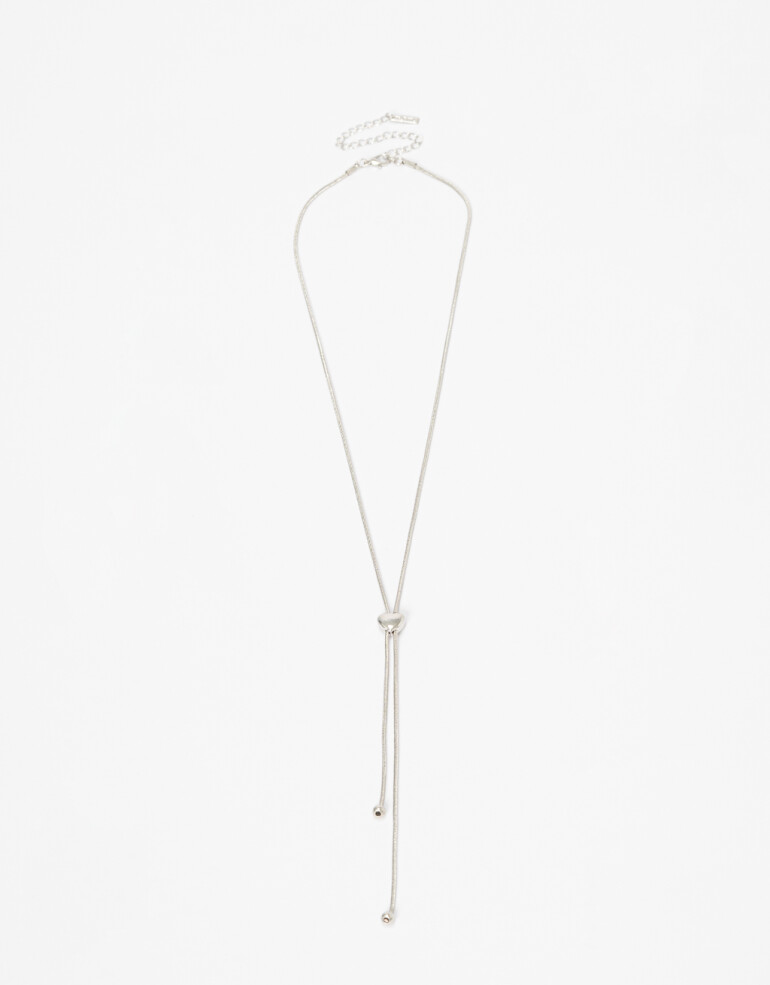 Cadena Corta con Dije Metal Collar Con Dije Corazón. - Plateado Rodio