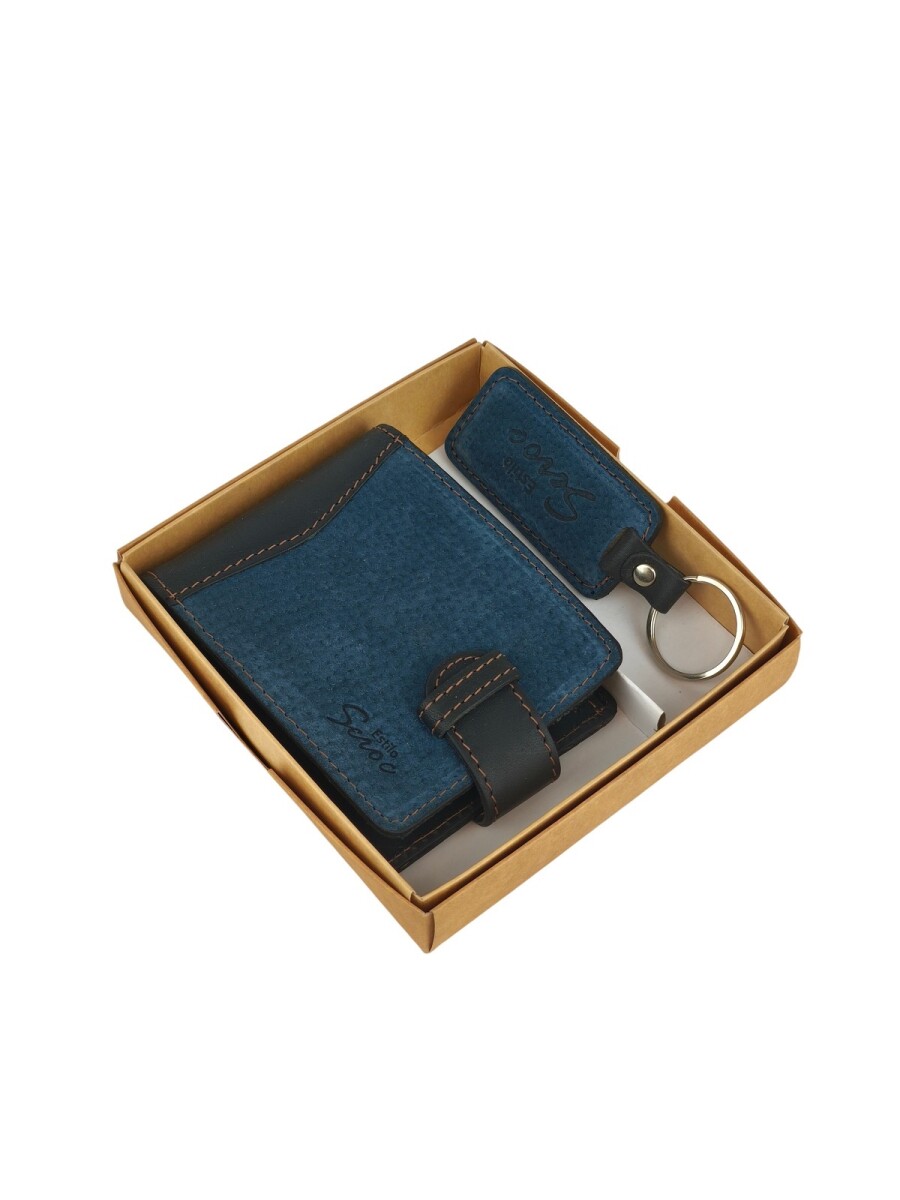 Set de billetra y llavero - Azul 