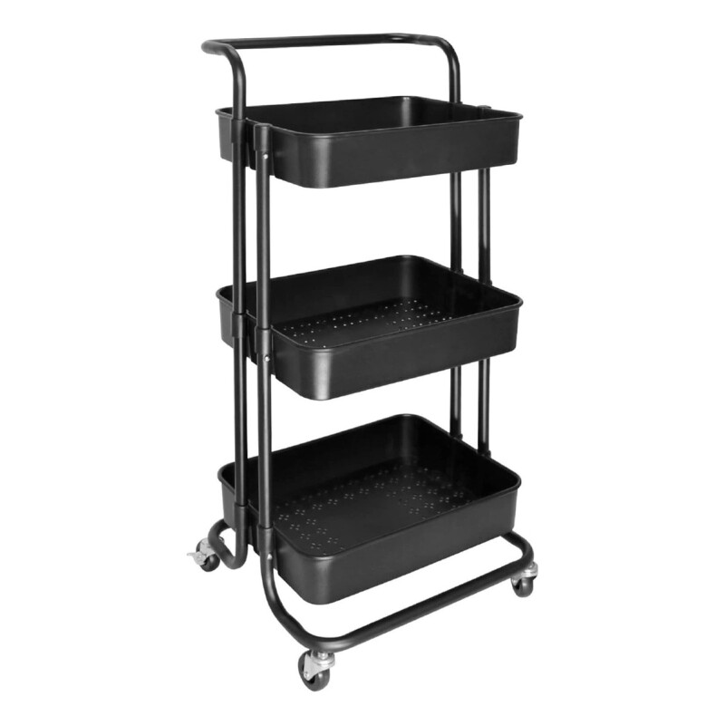 Organizador Estanteria Pvc 3 Niveles Baño Cocina Negro