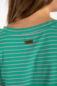 Remera Algodón A Rayas Verde