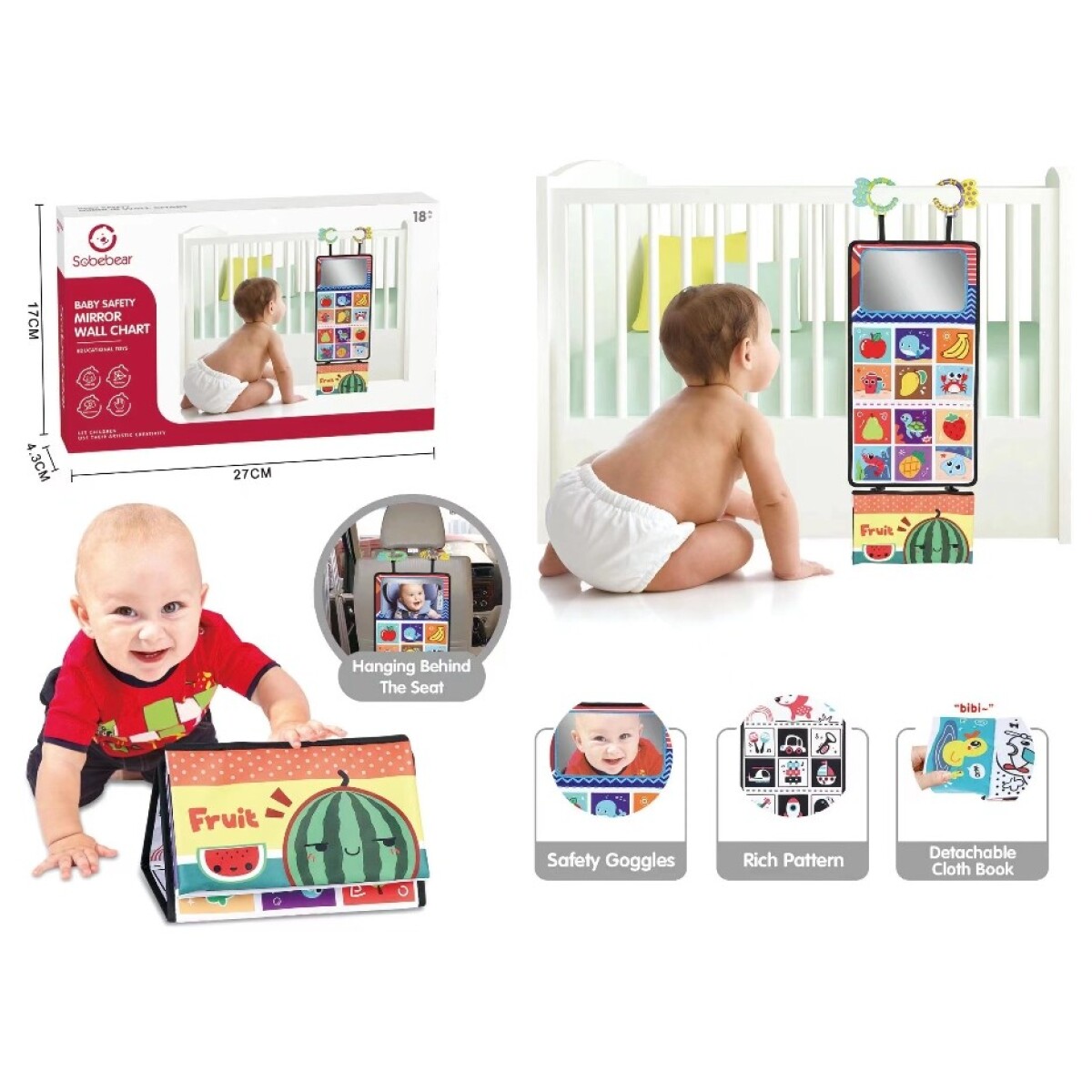 Libro Textil Colgante Plegable para Bebé con Colores 