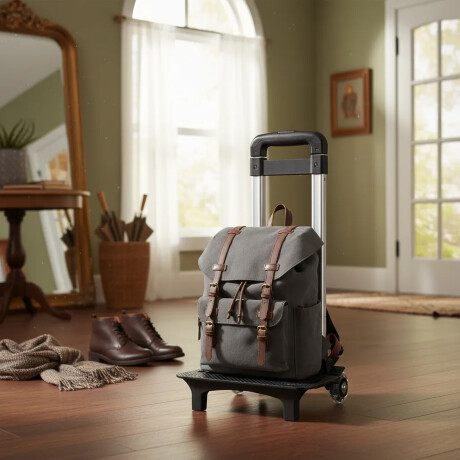 Soporte Para Mochila Con Ruedas Altura Regulable Aluminio Negro