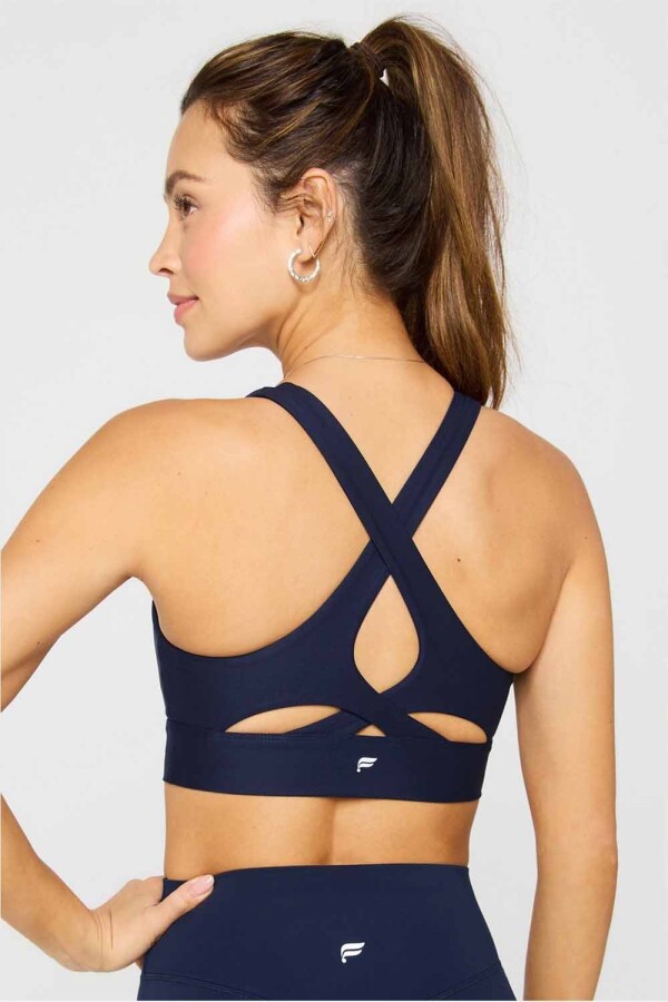 Top No-Bounce High Impact Sports Bra Mujer Deep Navy/Classic White