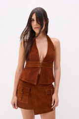 Top Largo Tach - Leather Marron