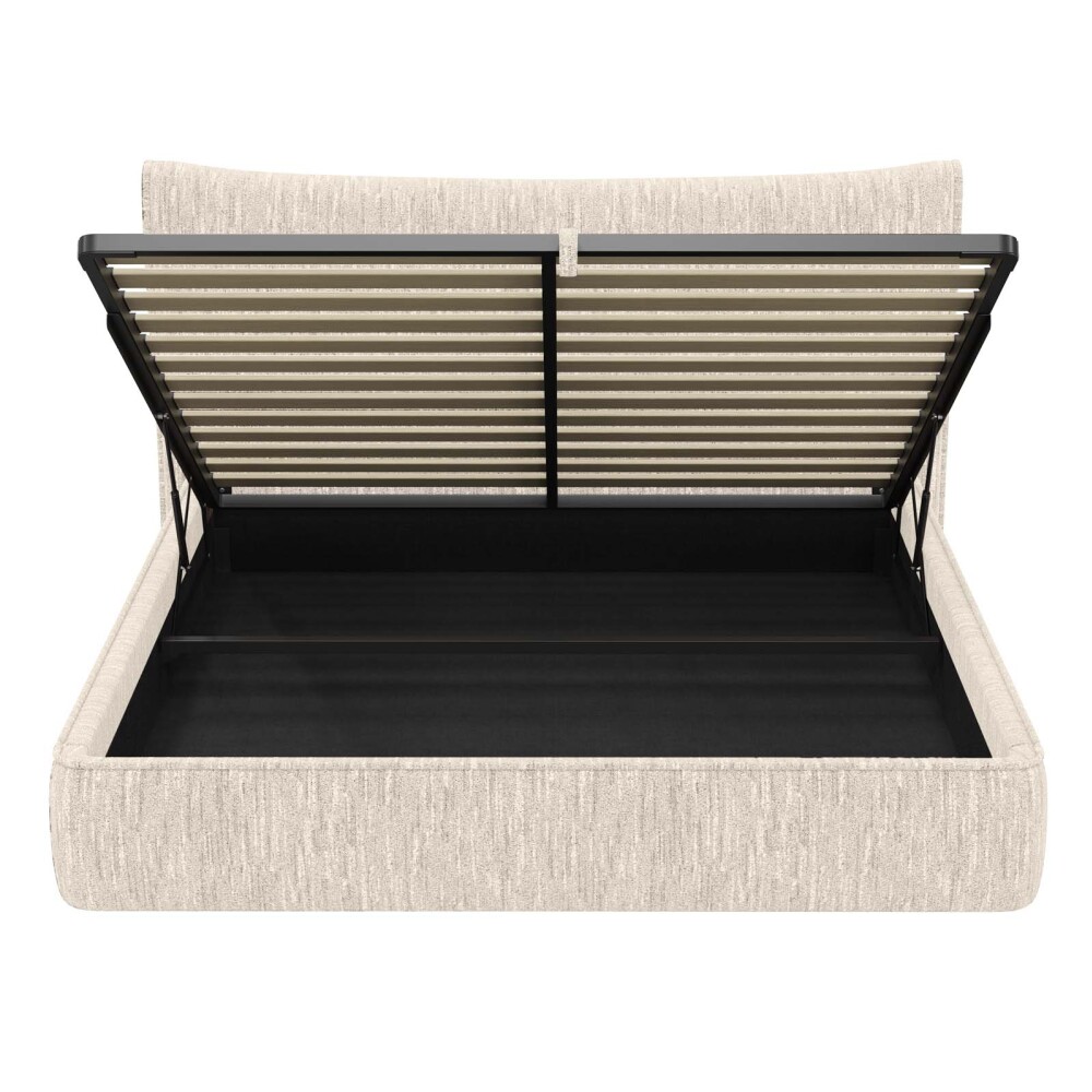 CAMA C/BAÚL QUEEN MADERA-Y-TELA NATURAL-BEIGE ZAFIRO