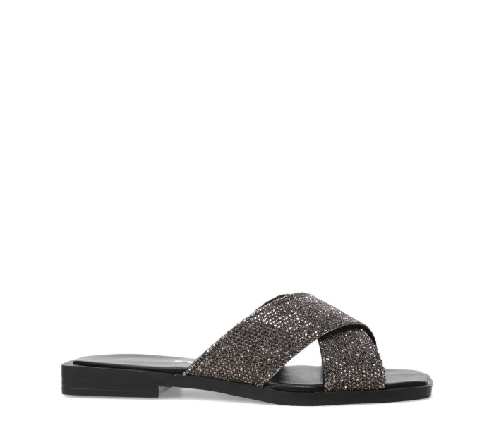 Sandalias de Mujer Bottero con Tiras Cruzadas de Brillos Negro