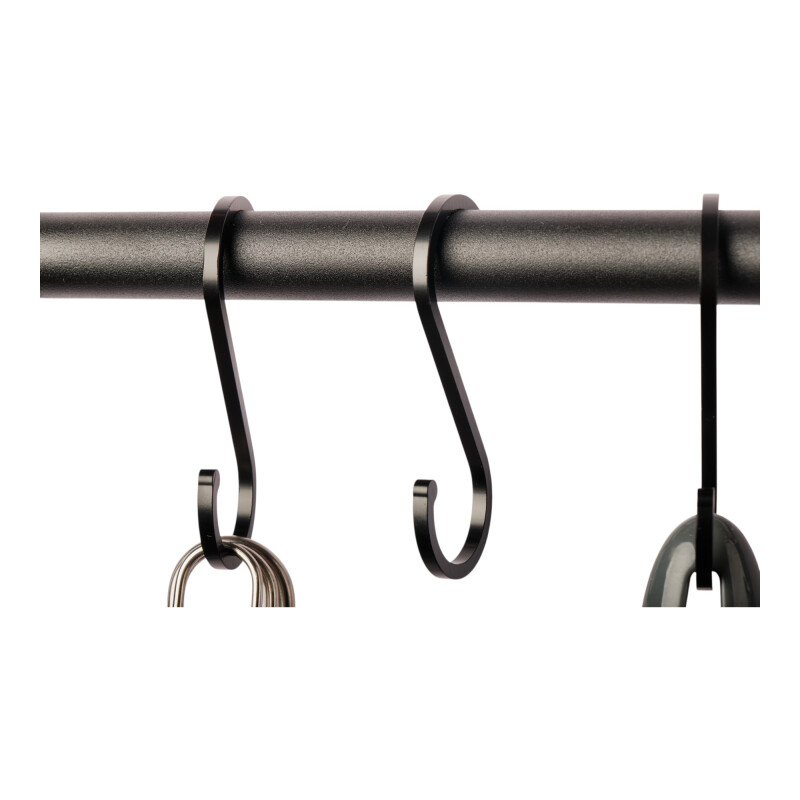 Barra Organizador De Cocina Pared Barral Acero 60cm + 8 Ganchos Negro