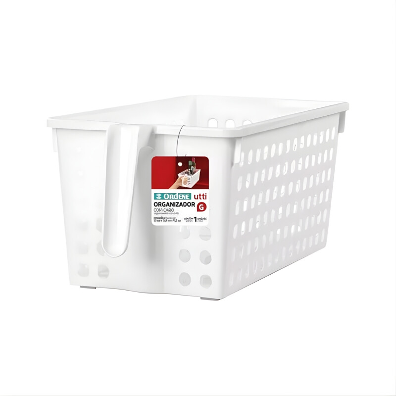 Cesto organizador calado con asa G BLANCO