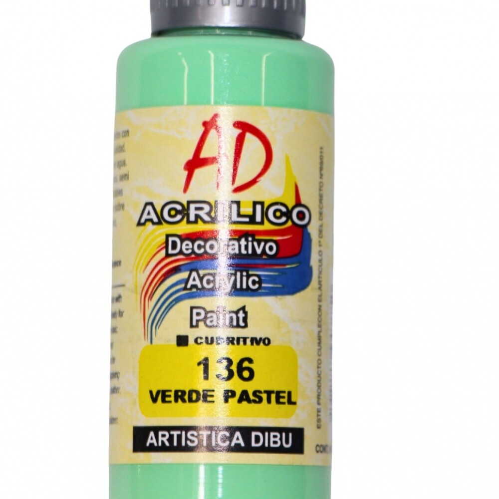 PINTURA ACRILICA ARTISTICA DIBU 60 ML. DIFERENTES COLORES COLOR VERDE PASTEL 136