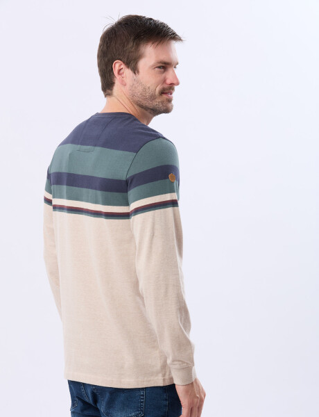 REMERA RAYADA DE ALGODÓN AZUL